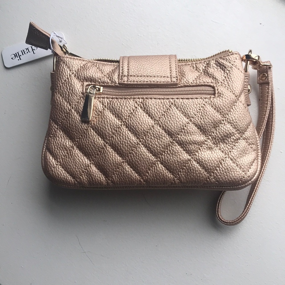 Shimmery wristlet with rose gold accents